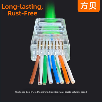 RJ45 Cat5E neapsaugota jungtis, 8P8C per skylutes, gryna varis, auksu padengta