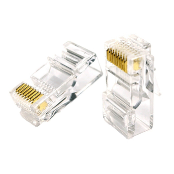 RJ45 Cat5E neapsaugota jungtis, 8P8C per skylutes, gryna varis, auksu padengta