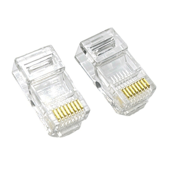 RJ45 Cat5E neapsaugota jungtis, 8P8C per skylutes, gryna varis, auksu padengta