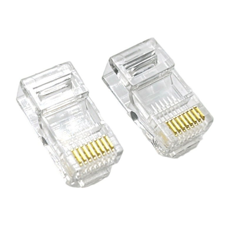 RJ45 Cat5E neapsaugota jungtis, 8P8C per skylutes, gryna varis, auksu padengta
