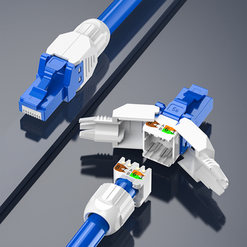 RJ45 nešifruojantis jungtis be įrankių Cat5e/Cat6, 6A Gigabit krištolo galva