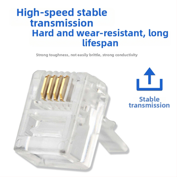 RJ11 kristalinė galinė jungtis, neekranuota, 6P4C telefono jungtis, modelis TDRJ11-UC3, telekomunikacijų kokybė, inžineriniam naudojimui