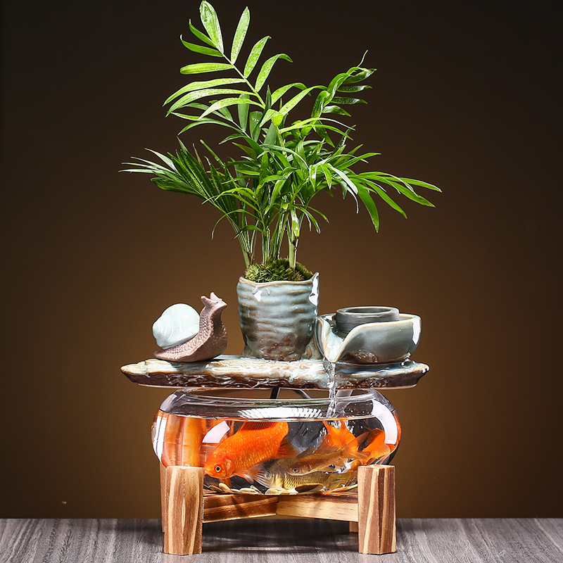 Keraminis stalinis fontanas su glazūru paviršiumi, prisitaikantis, Naujojo Kinų stiliaus