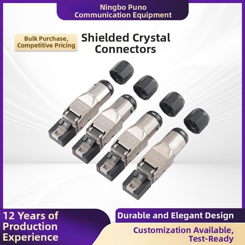 RJ45 apsaugotas Cat6a kištukas su Dovetail klipu, auksu dengtas, 10G Ethernet