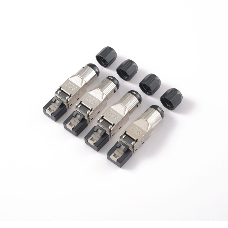 RJ45 apsaugotas Cat6a kištukas su Dovetail klipu, auksu dengtas, 10G Ethernet