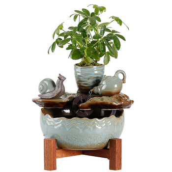 Keramikinis stalinis vandens dekoras, naujojo kinų stiliaus, rankų dažytas, glazūruotas paviršius, su vandens cirkuliacija (keramika; rankų dažymas; glazūruotas paviršius; naujojo kinų stilius; vandens cirkuliacija)