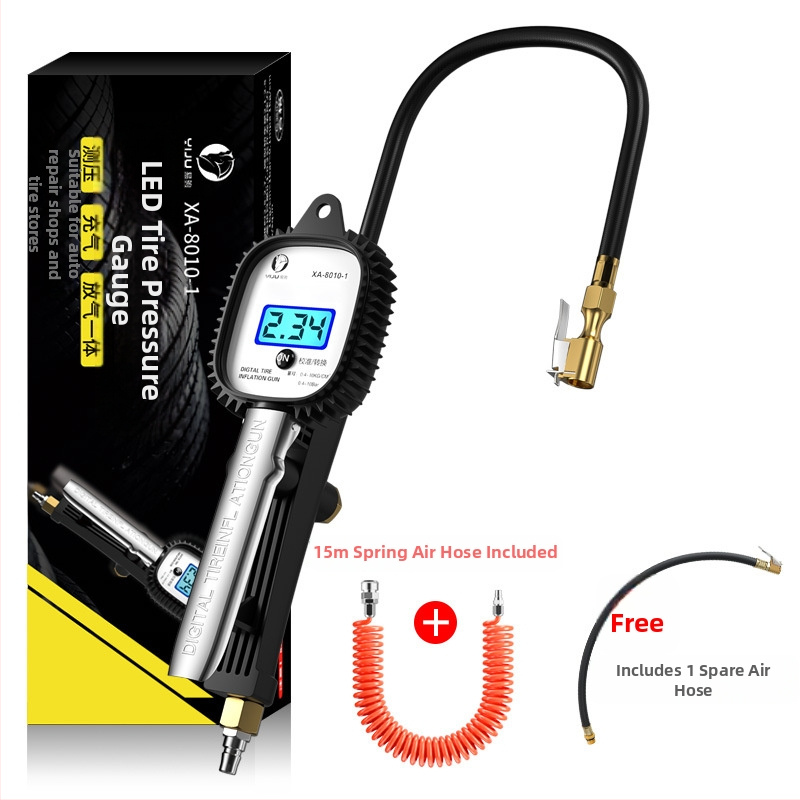 Elektroniska riepu spiediena mērīšanas ierīce ar digitālu displeju, uzpūšamā galviņa, atbrīvošanas vārsts, augsta precizitāte, portatīvs, modelis YJ-XA001