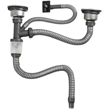 Műanyag konyhai mosogatólefolyó-készlet — S-alakú görbület, húzó típus, kompatibilis egy- vagy kétsz slotos csatlakozáshoz, modern minimalist stílus