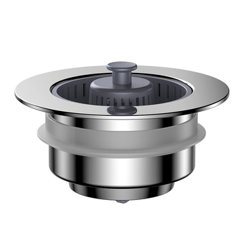 Дренаж за кухненска мивка от неръждаема стомана с подскачаща сърцевина – филтърна кошница, ABS покритие, PP тип електроплатиран модел, тегло 70 г