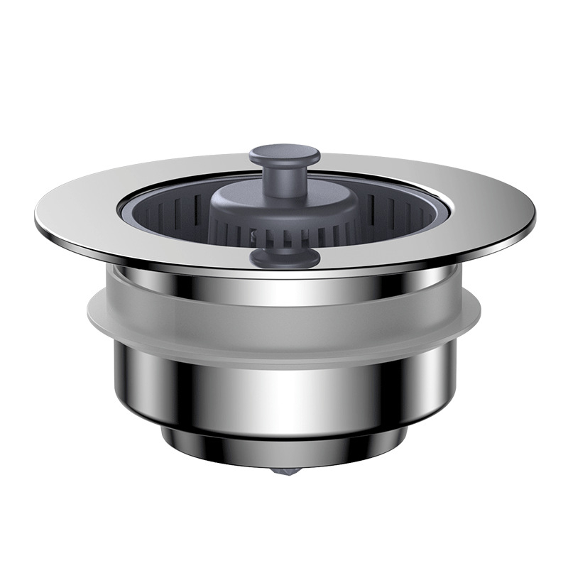 Дренаж за кухненска мивка от неръждаема стомана с подскачаща сърцевина – филтърна кошница, ABS покритие, PP тип електроплатиран модел, тегло 70 г