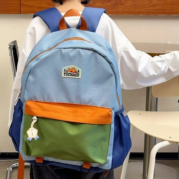 Unisex nailonist kerge lasteaia seljakott kõverate õlarihmadega, ühendatud muster, lõbus karikatuurstiil