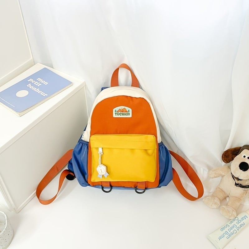 Unisex nailonist kerge lasteaia seljakott kõverate õlarihmadega, ühendatud muster, lõbus karikatuurstiil