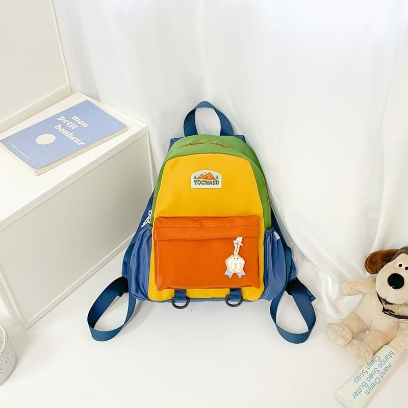 Unisex nailonist kerge lasteaia seljakott kõverate õlarihmadega, ühendatud muster, lõbus karikatuurstiil