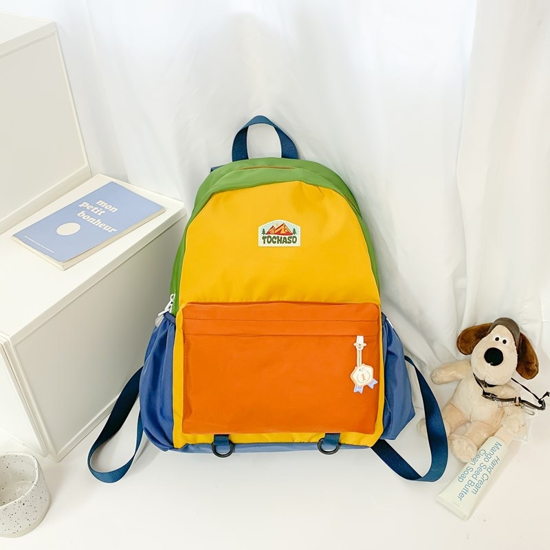 Unisex nailonist kerge lasteaia seljakott kõverate õlarihmadega, ühendatud muster, lõbus karikatuurstiil