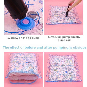 Vakuuma kompresijas soma segu, pūkaina mētelis un mīkstajām rotaļlietām uzglabāšanai (Materiāls: PA+PE; Saspiest: vakuuma veids; Sūknis: Nav)