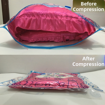 Vakuuma kompresijas soma segu, pūkaina mētelis un mīkstajām rotaļlietām uzglabāšanai (Materiāls: PA+PE; Saspiest: vakuuma veids; Sūknis: Nav)