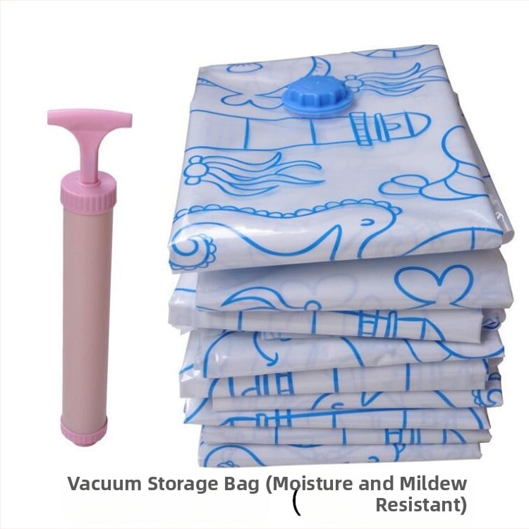 Vakuuma kompresijas soma segu, pūkaina mētelis un mīkstajām rotaļlietām uzglabāšanai (Materiāls: PA+PE; Saspiest: vakuuma veids; Sūknis: Nav)