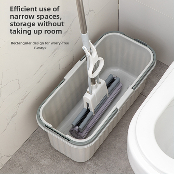 Hongqi spainis ar līmētu kokvilnas lupatiņu, saliekams spiediena kanāls izspiešanai, taisnstūra plastmasas spainis mopam, 2023. gada modelis