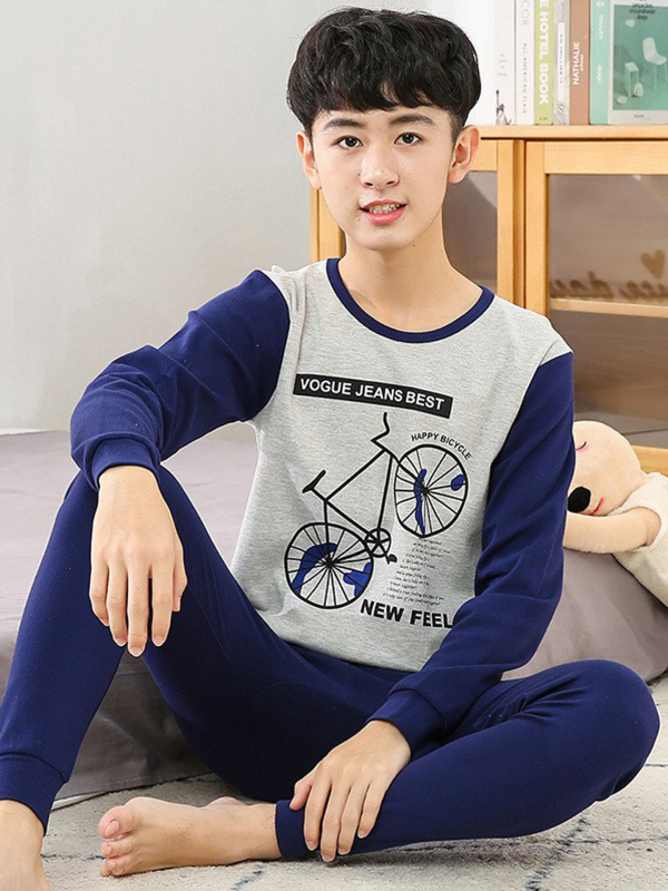 Vaikų 100% medvilnės terminis komplektas – unisex, apvalios kaklo iškirptė, rudens/žiemos pagrindinė apranga