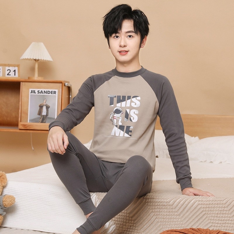 Vaikų 100% medvilnės terminis komplektas – unisex, apvalios kaklo iškirptė, rudens/žiemos pagrindinė apranga