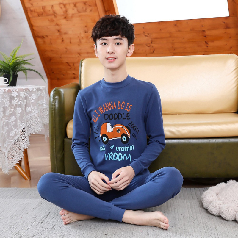 Vaikų 100% medvilnės terminis komplektas – unisex, apvalios kaklo iškirptė, rudens/žiemos pagrindinė apranga