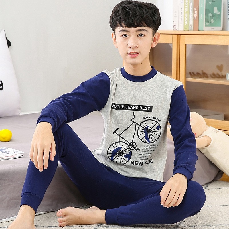 Vaikų 100% medvilnės terminis komplektas – unisex, apvalios kaklo iškirptė, rudens/žiemos pagrindinė apranga