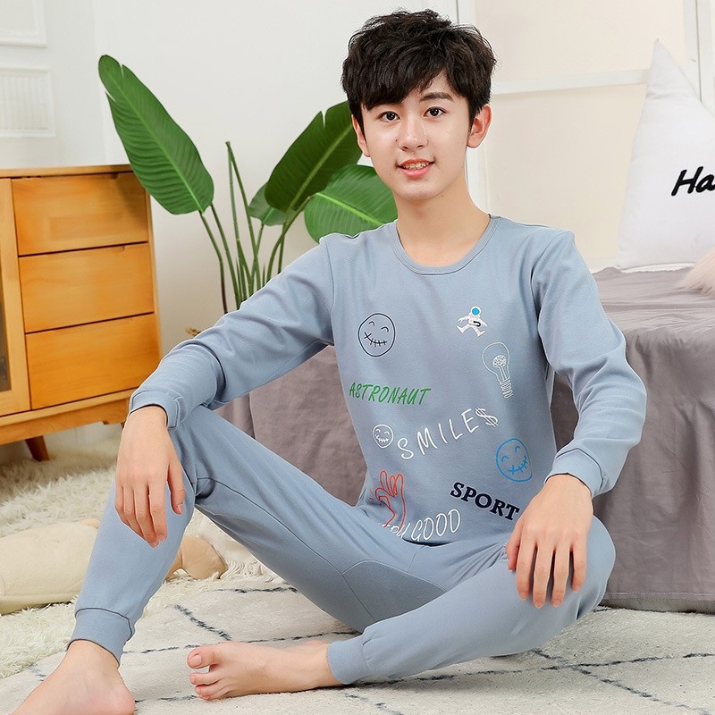 Vaikų 100% medvilnės terminis komplektas – unisex, apvalios kaklo iškirptė, rudens/žiemos pagrindinė apranga