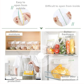 Miaojie PE automatiškai užtraukiami šaldytuvo saugojimo maišeliai – mėsai, vaisiams ir užkandžiams, saugios mikrobangų krosnelėje