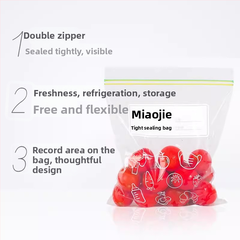 Miaojie PE automatiškai užtraukiami šaldytuvo saugojimo maišeliai – mėsai, vaisiams ir užkandžiams, saugios mikrobangų krosnelėje