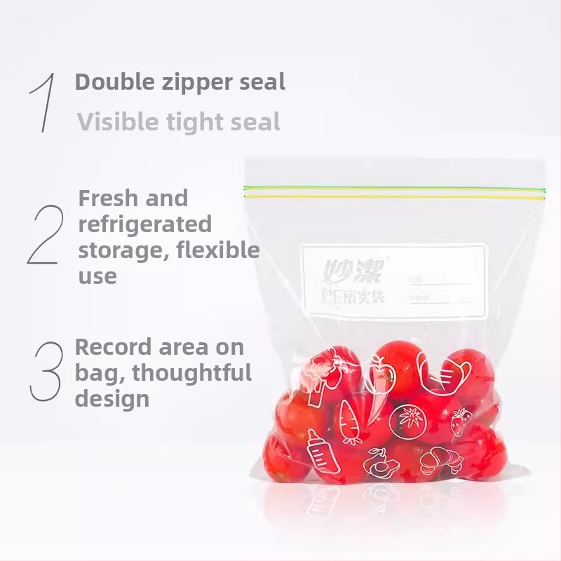 Miaojie PE automatiškai užtraukiami šaldytuvo saugojimo maišeliai – mėsai, vaisiams ir užkandžiams, saugios mikrobangų krosnelėje