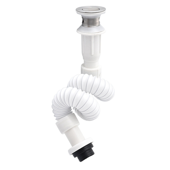 Set integrat de conductă de scurgere pentru chiuveta de baie, ABS, P-trap, capac rabat, design cu un singur ansamblu