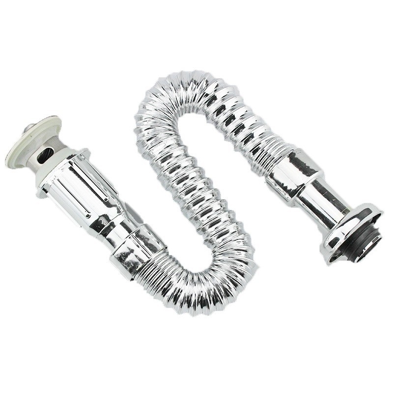 Set integrat de conductă de scurgere pentru chiuveta de baie, ABS, P-trap, capac rabat, design cu un singur ansamblu