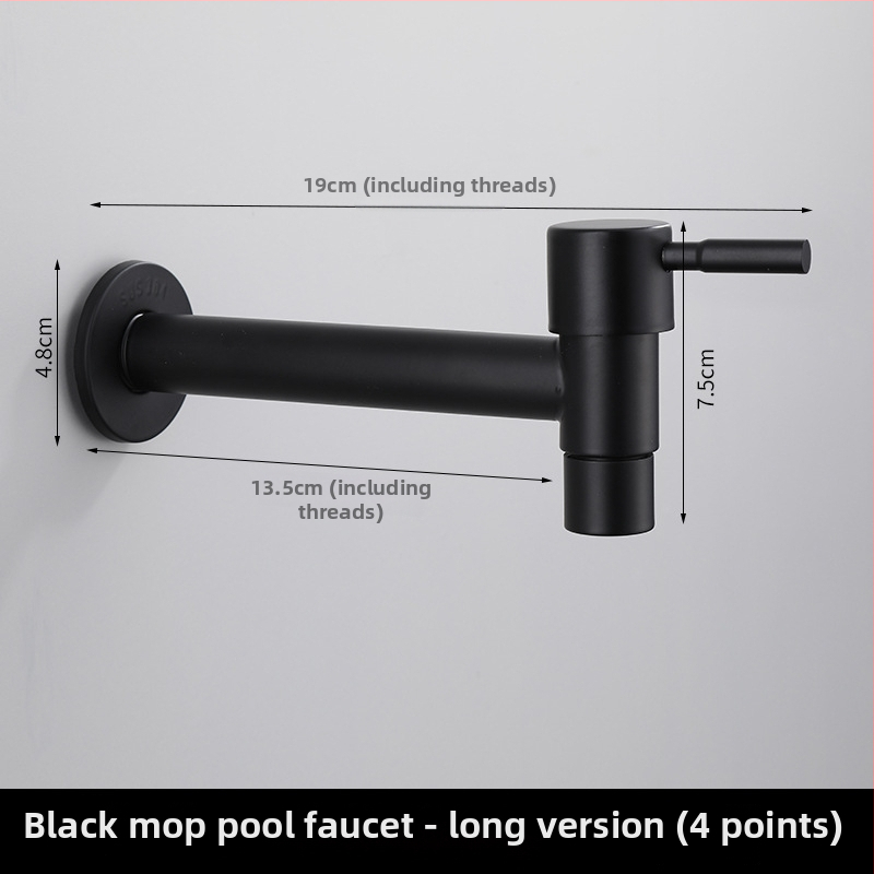 Nerūdijančio plieno čiaupas skalbimo mašinei, modelis h20123, vienos rankenos valdymas, modernus minimalistinis stilius