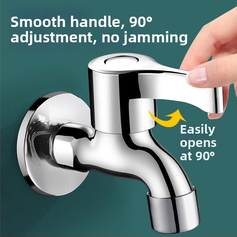 Čierny kohútik na práčku, 4-punktové pripojenie, 304 nerezová oceľ, nástenné upevnenie, jednosmerný studený prívod, keramický diskový ventil