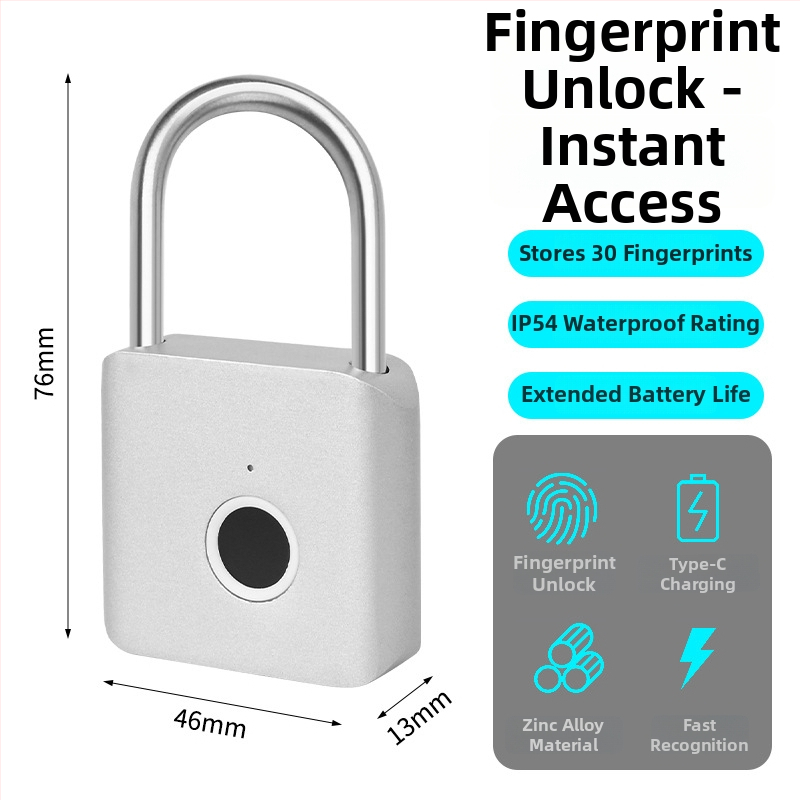 Lacăt cu amprentă – corp din aliaj de zinc, marca Deliable, pentru dulapuri și cutii, utilizare casnică