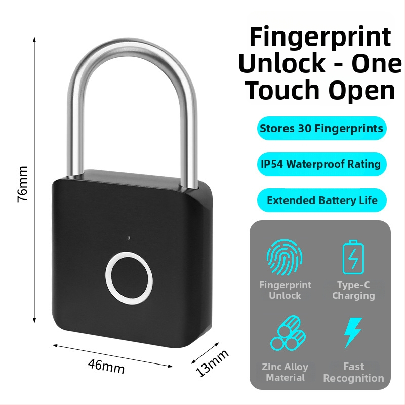 Lacăt cu amprentă – corp din aliaj de zinc, marca Deliable, pentru dulapuri și cutii, utilizare casnică