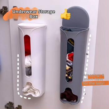 Plastikinė apatinio trikotažo laikymo dėžė, sieninis montavimas be gręžimo, stalčiu tipo organizatorius kojinėms ir apatiniams drabužiams, pagaminta iš plastiko