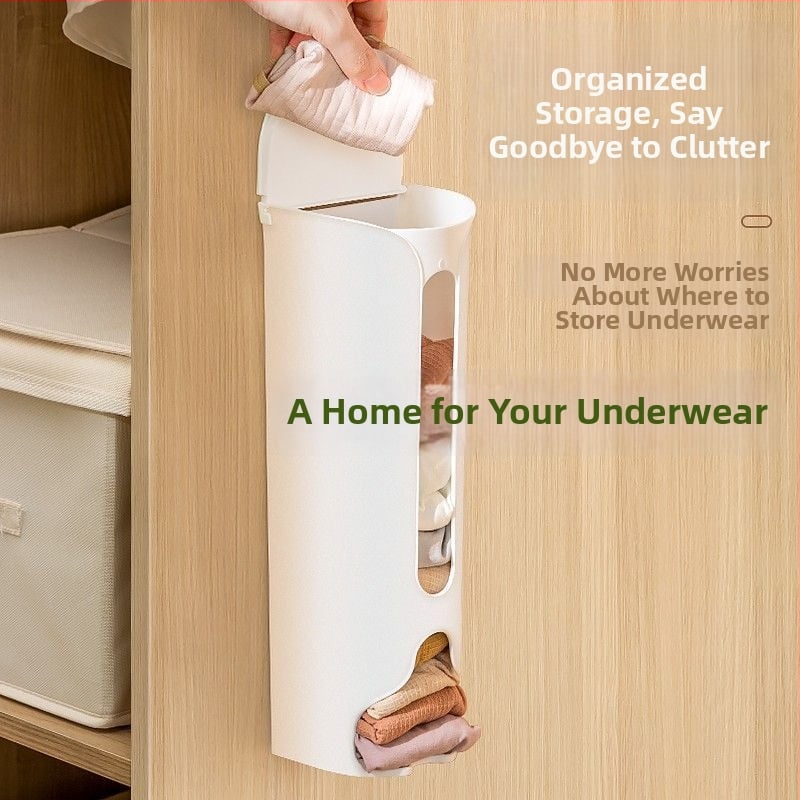 Plastikust aluspesu hoiukarp, seinale kinnitatav ilma puurimiseta, sahtlilaadse organiseerijaga sokkidele ja aluspesule