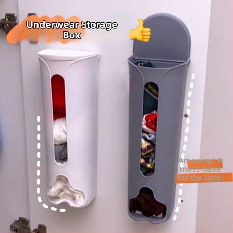 Plastikust aluspesu hoiukarp, seinale kinnitatav ilma puurimiseta, sahtlilaadse organiseerijaga sokkidele ja aluspesule