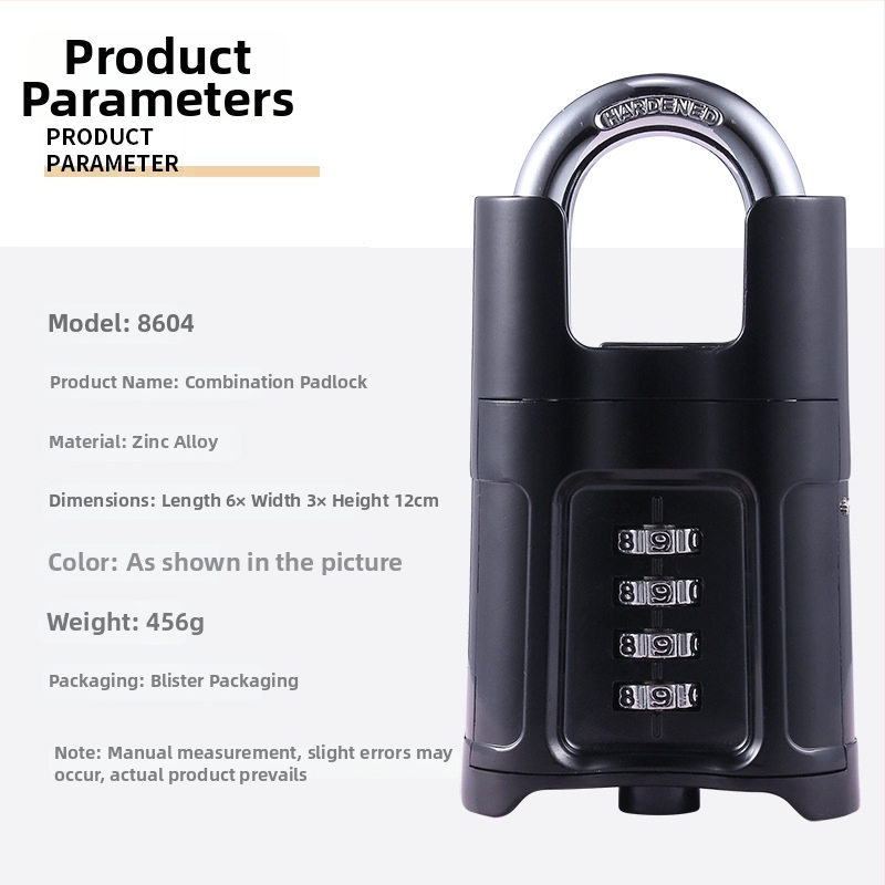 Μηχανική κλειδαριά από ψευδάργυρο, μοντέλο 8603/8604, τετραψήφιος συνδυασμός, κατάλληλο για αποθήκη, πανδοχείο και αυλή