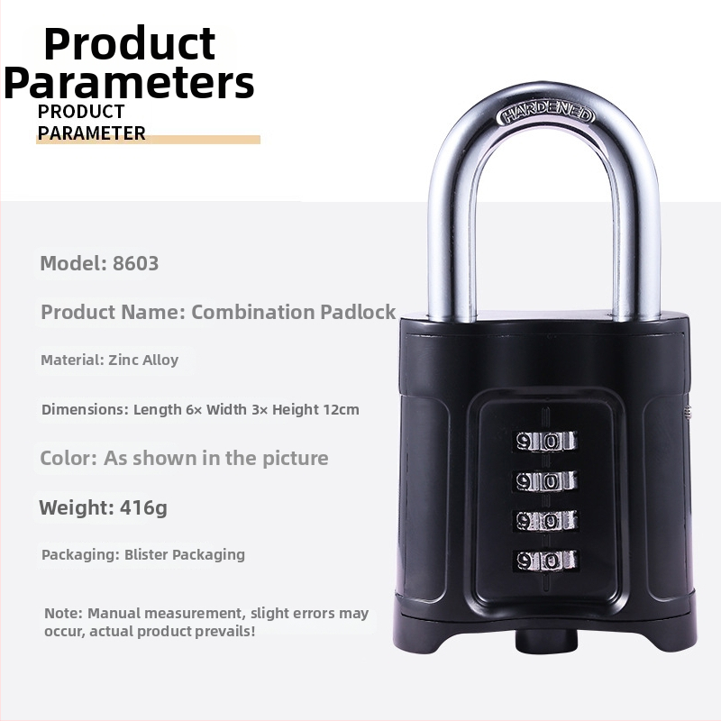 Μηχανική κλειδαριά από ψευδάργυρο, μοντέλο 8603/8604, τετραψήφιος συνδυασμός, κατάλληλο για αποθήκη, πανδοχείο και αυλή