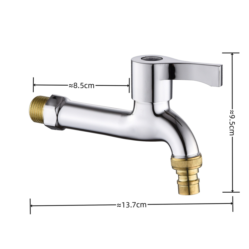 Кран за кофа за моп, стенен монтаж, едноръков, модел 6537, ABS+стоманено съединение, електрополирано покритие