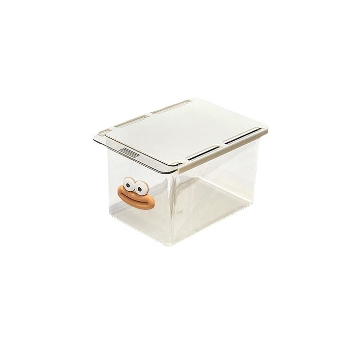 Cutie de depozitare pentru sertar, din plastic, cu design desen animat cu gură mare, sertar glisant, 1 L capacitate, rezistentă la praf și umiditate