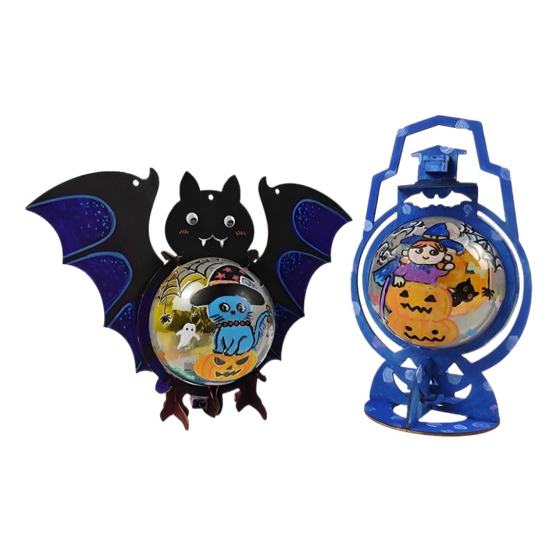 Φανάρι Halloween για παιδιά - DIY κιτ κατασκευής, μη ομοιόμορφο σχήμα, με εκτυπωμένο λογότυπο, μάρκα YICAII, καρτούν στυλ