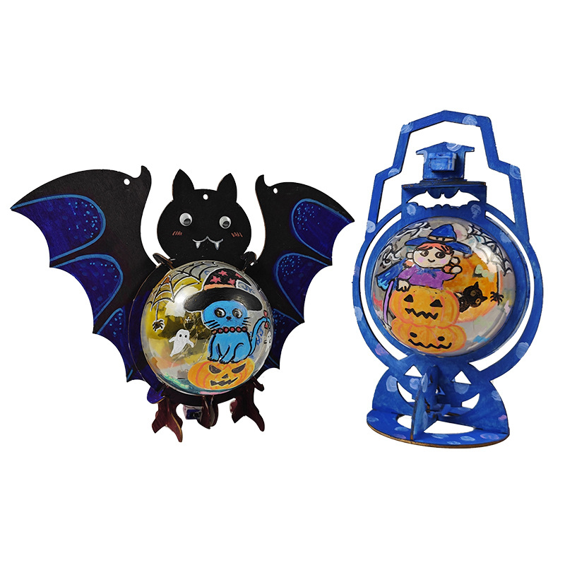 Φανάρι Halloween για παιδιά - DIY κιτ κατασκευής, μη ομοιόμορφο σχήμα, με εκτυπωμένο λογότυπο, μάρκα YICAII, καρτούν στυλ
