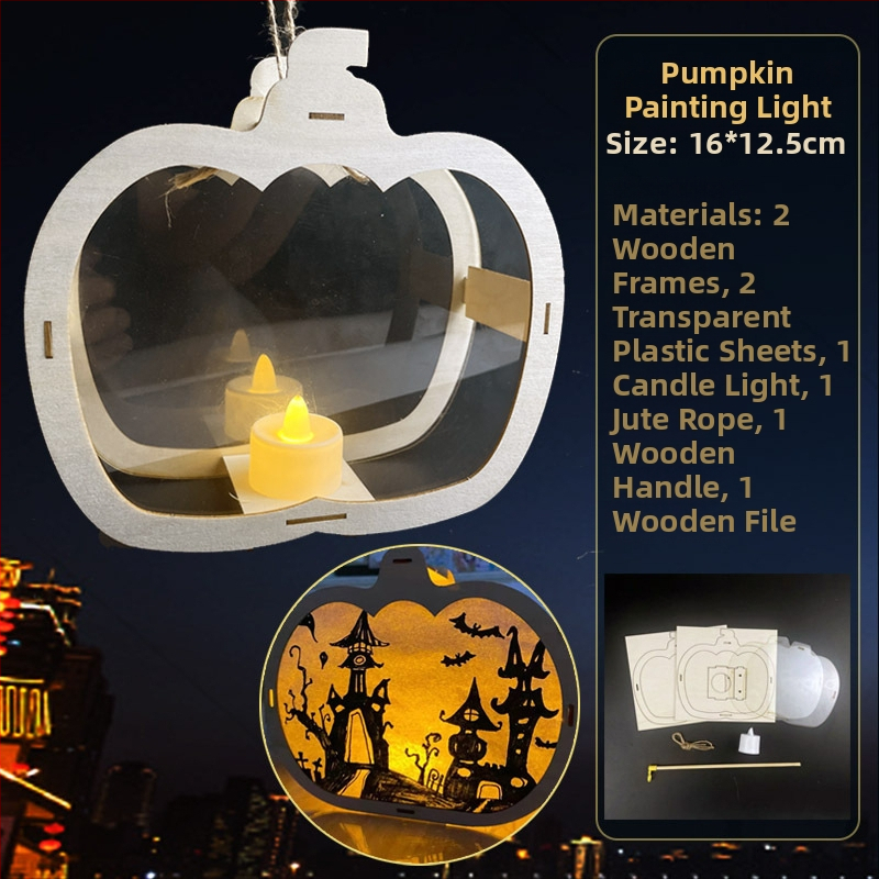 Vaikų Helovyno žibintas - DIY rinkinys, netolygus formos, su atspausdintu logotipu, prekinis ženklas YICAII, karikatūrinis stilius