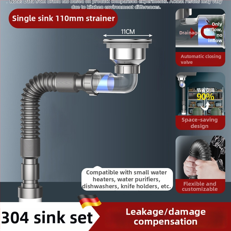 Nõudepesuvanni drenaažitoru – külgmontaaž, tõstetav tüüp, lõhna vastu, kaasaegne minimalistlik stiil