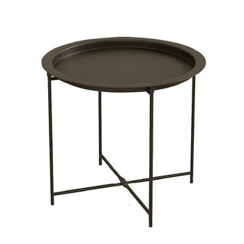 Apskritas metalo kavos staliukas su metalo rėmu, šiuolaikinis minimalistinis dizainas, sulankstomas, tinkamas svetainei ir miegamajam.
