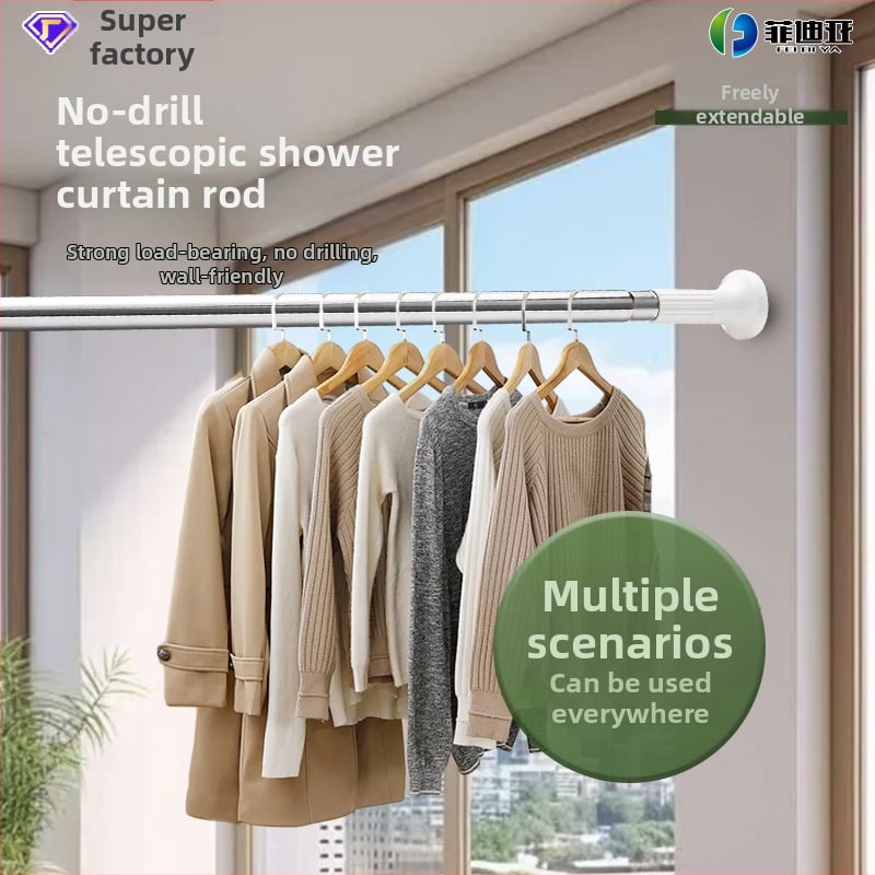 Phidias nerūdijančio plieno teleskopinė skalbinių džiovinimo lazda, reguliuojama be gręžimo, universali lazda, šiuolaikiškas minimalistinis dizainas, 2024 m. pavasaris, kodas 05