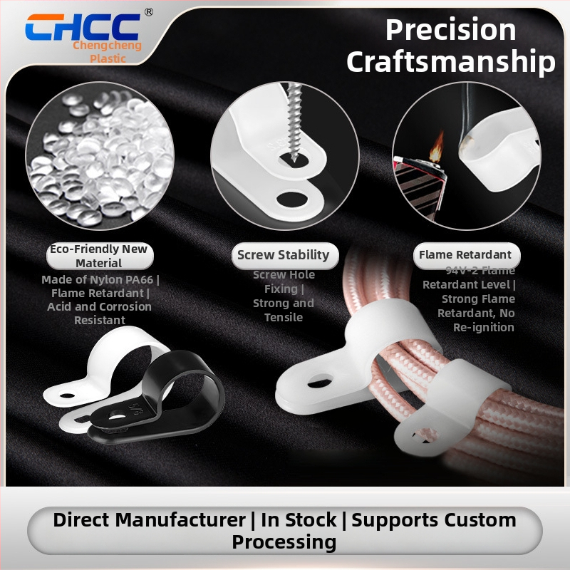CHCC/Chengcheng Plastic cleme din nylon tip R și cleme din plastic în formă de U pentru fixarea cablurilor